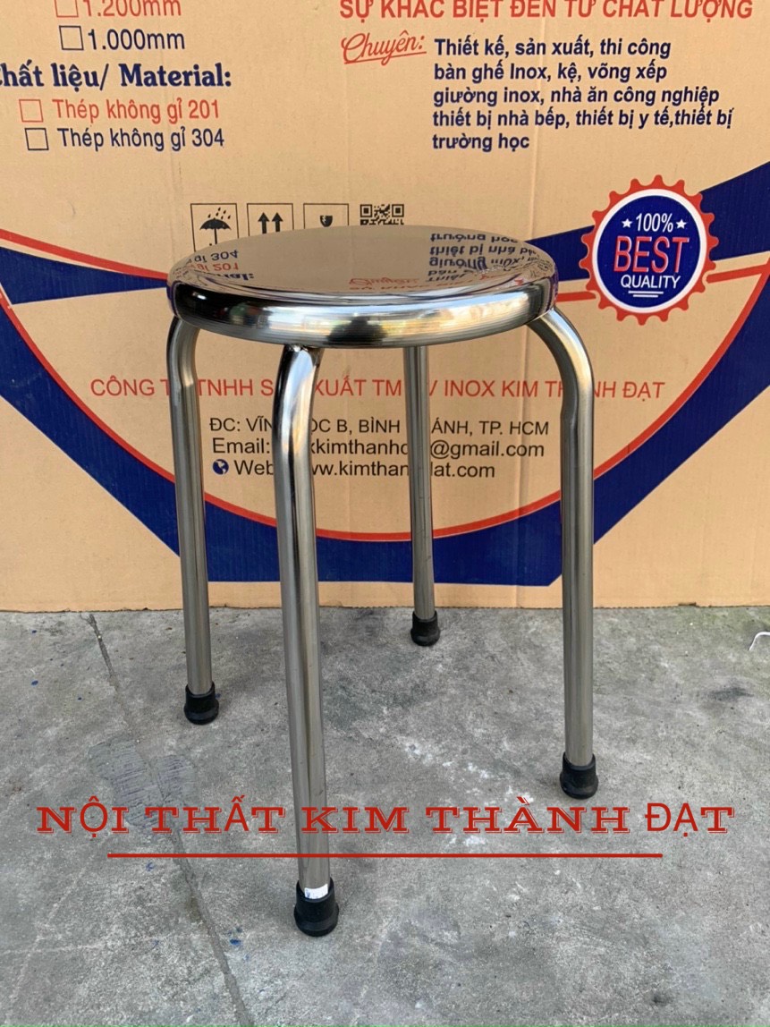 Ghế đẩu inox mặt cạnh thấp