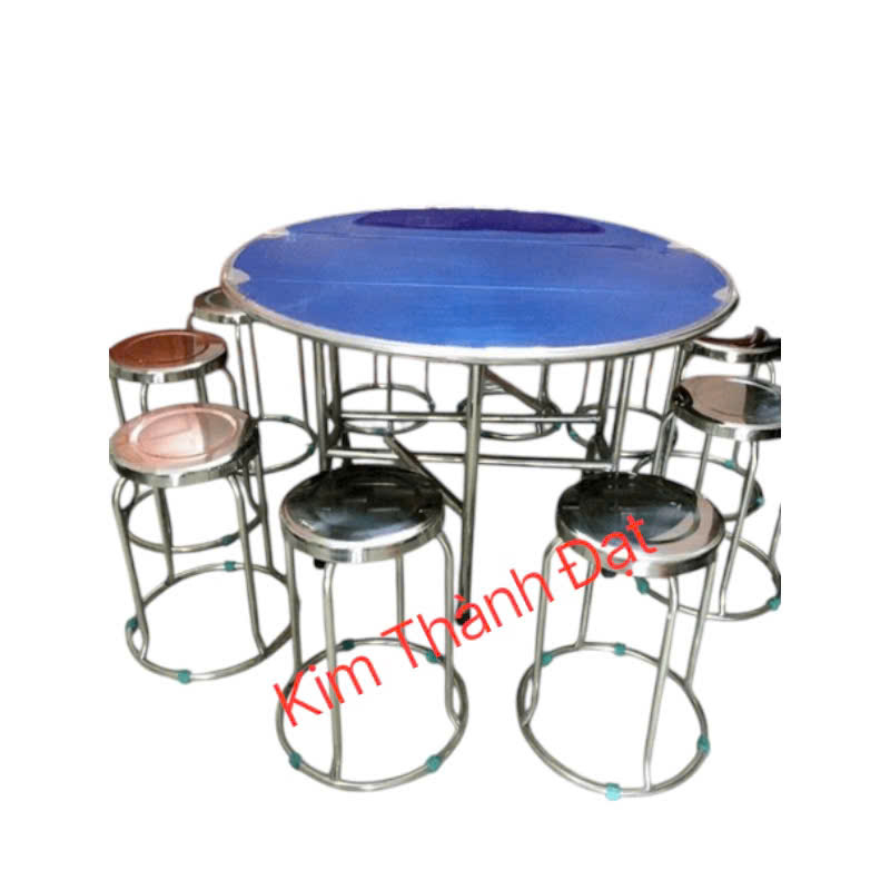 Bộ bàn ăn bàn xếp 3 inox