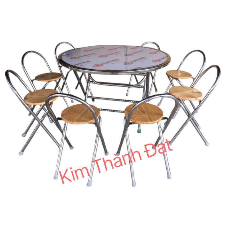 Bộ bàn 1m2 ghế Inox mặt gỗ Kim Thành Đạt